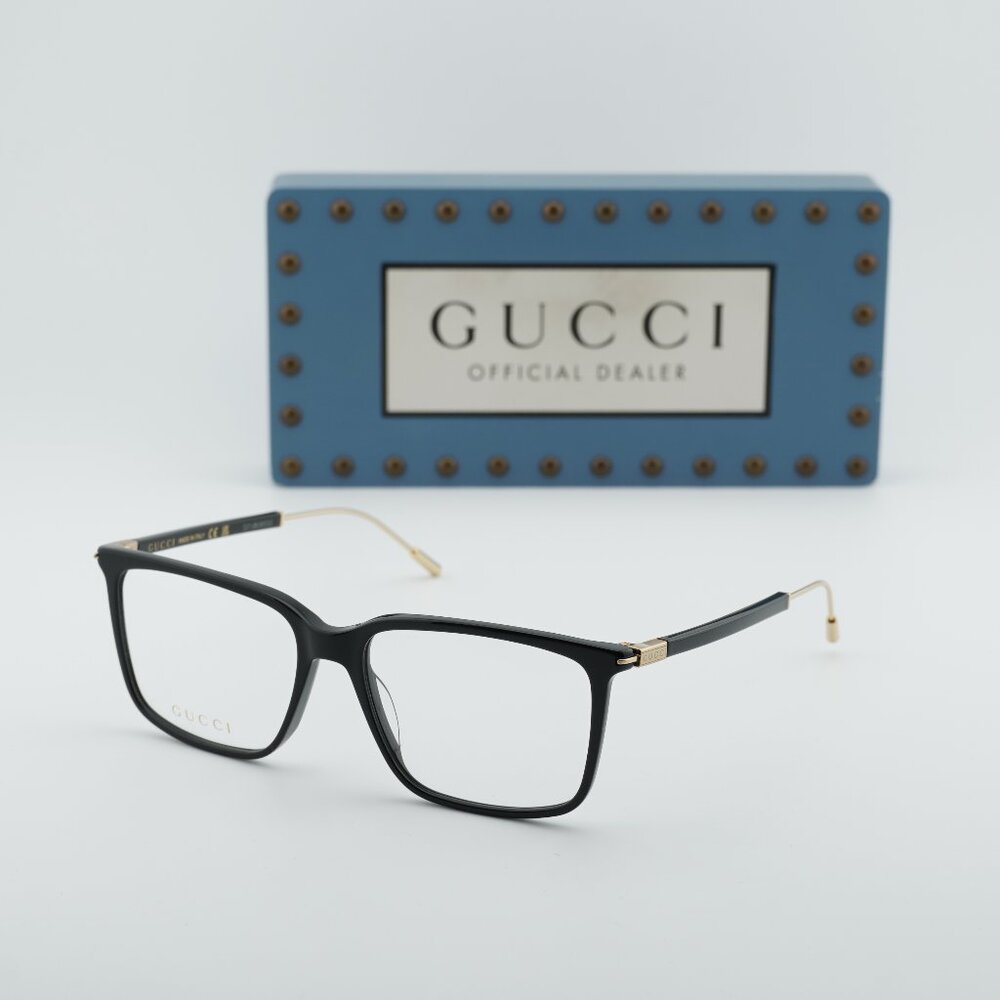Gucci GG1273O 001 Rectangle Eyeglasses 56mm – Black/Gold